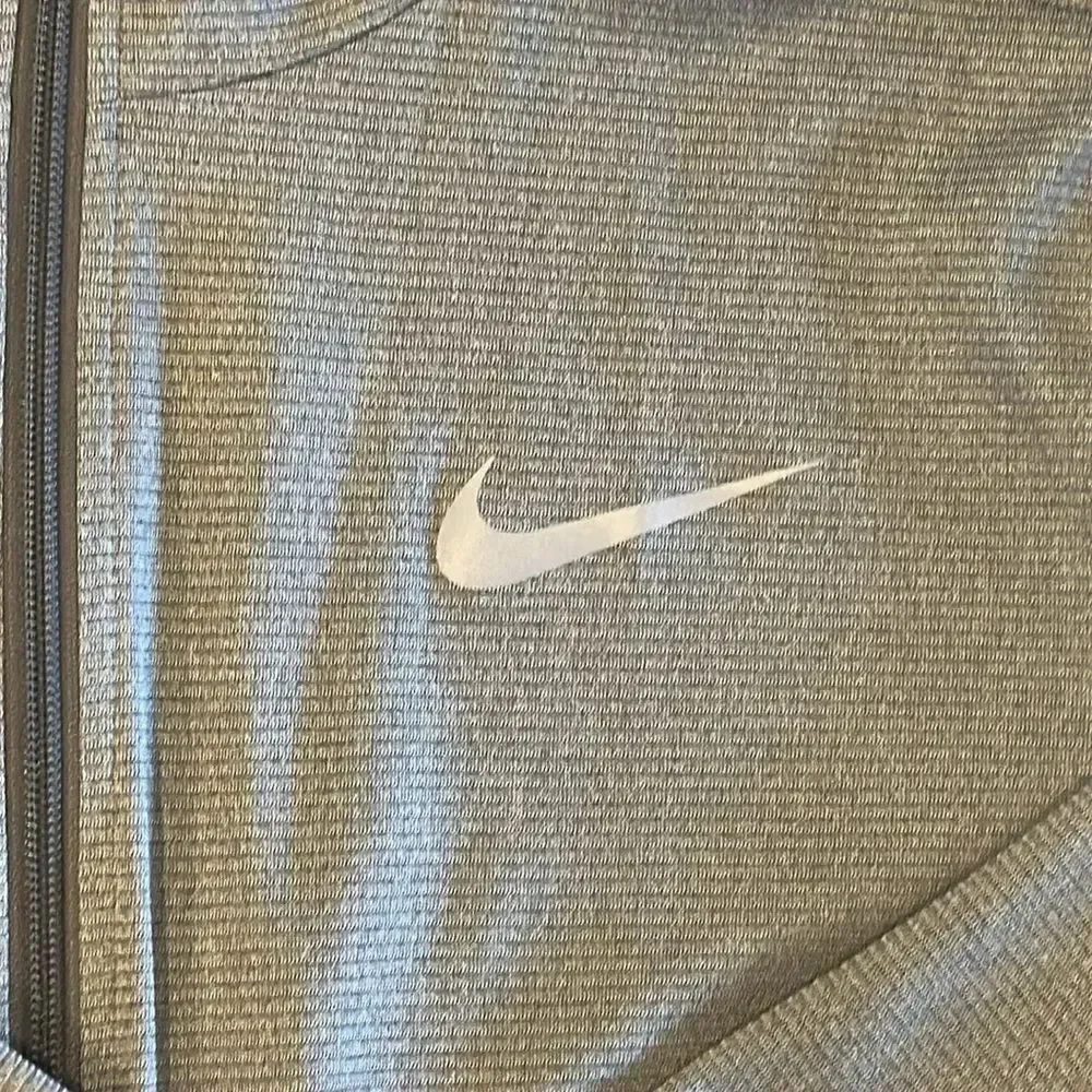 Nike Boys Dri Fit Grey Logo Zip-up Hooded Lightweight Shirt/Jacket - Size XL